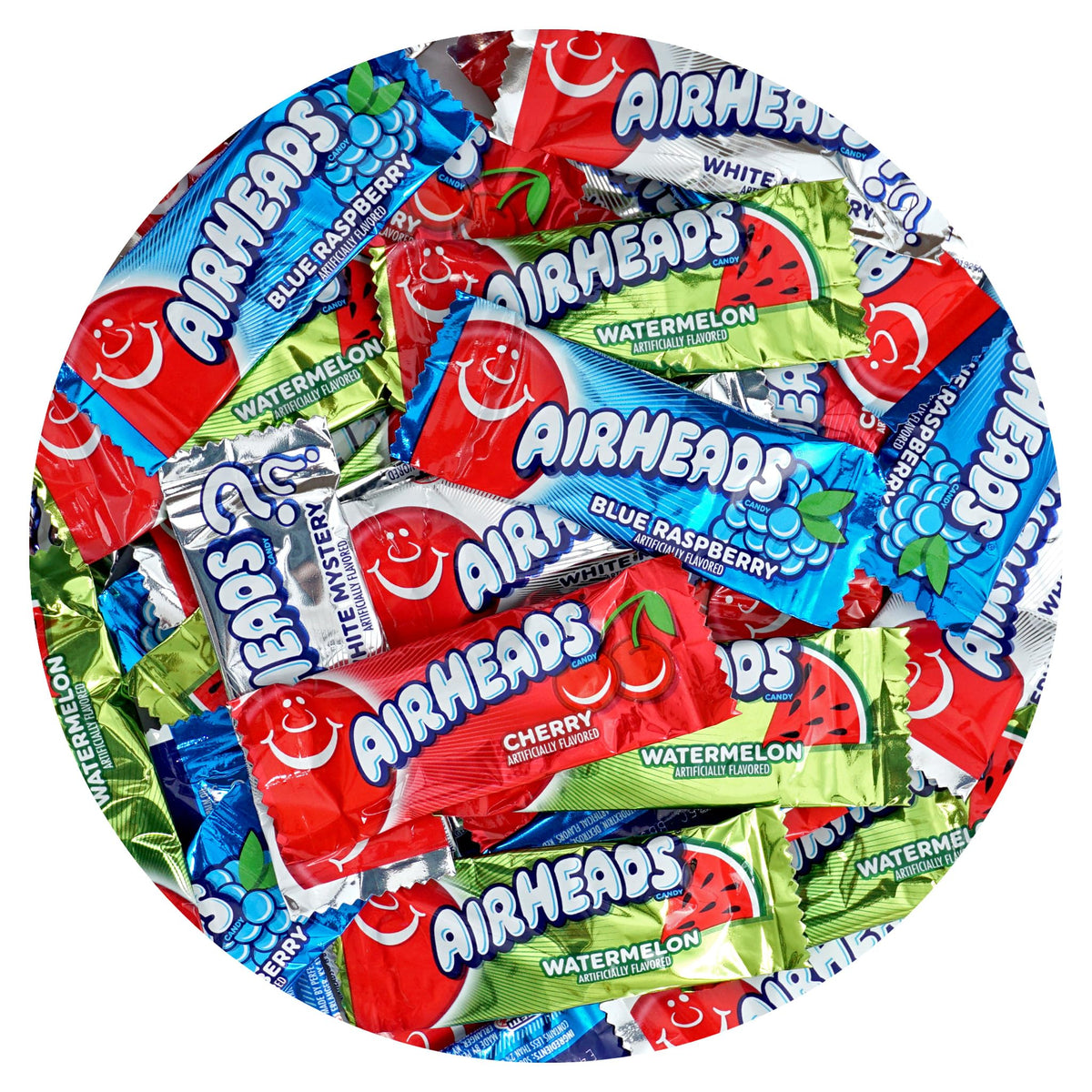 THE HAMPTON CANDY COMPANY front packaging showing 3 lb Airheads mini assortment for easy stocking