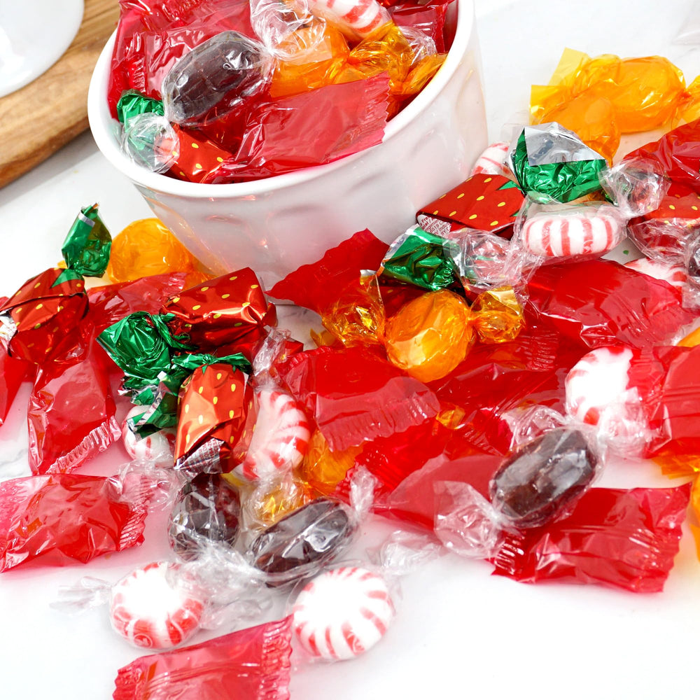 THE HAMPTON CANDY COMPANY root beer barrels and cinnamon discs displayed for variety comparison