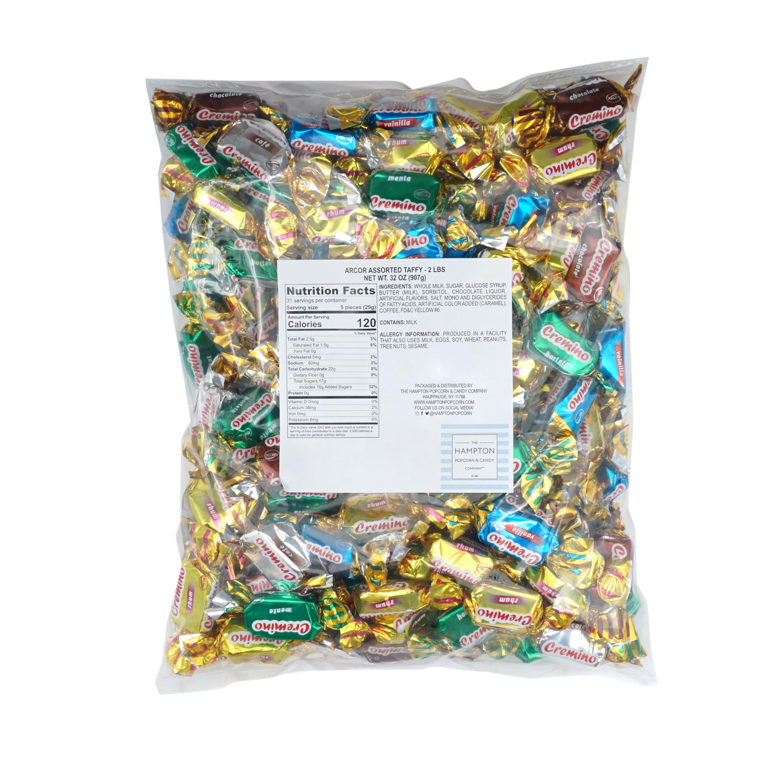 THE HAMPTON CANDY COMPANY Arcor toffee close-up showing buttery texture and flavorful coatings