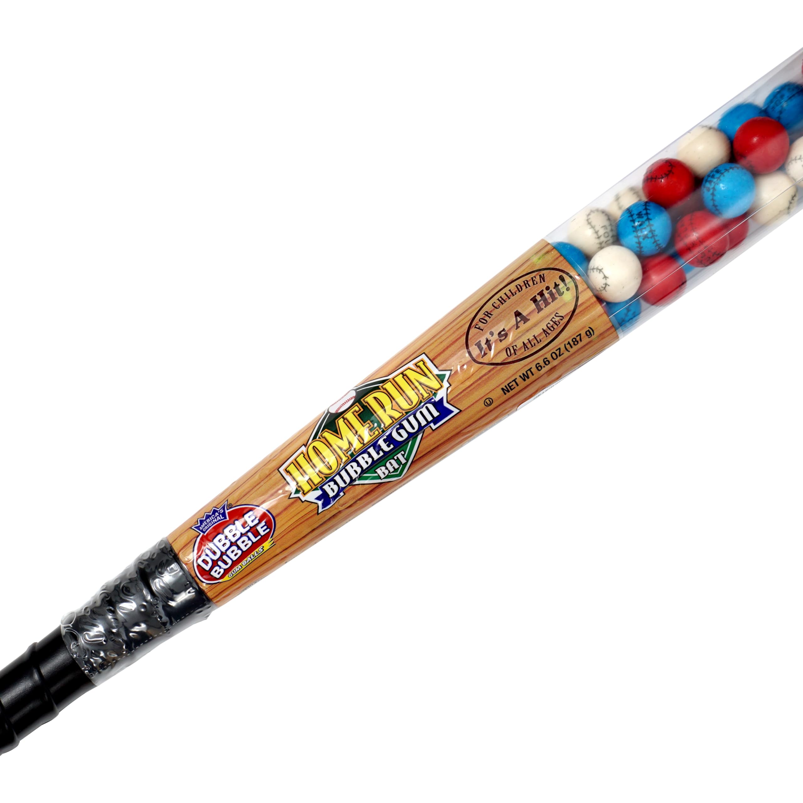 THE HAMPTON CANDY COMPANY hand holding 18-inch bat shows size and portability for easy giveaways