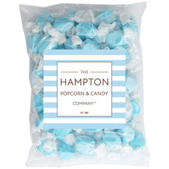 THE HAMPTON CANDY COMPANY close-up texture of blue taffy highlighting soft chew appeal