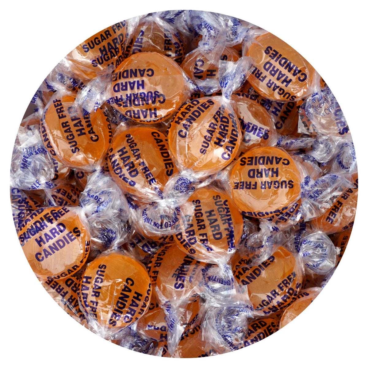 THE HAMPTON CANDY COMPANY front packaging showing 2 lb sugar-free butterscotch bag for value
