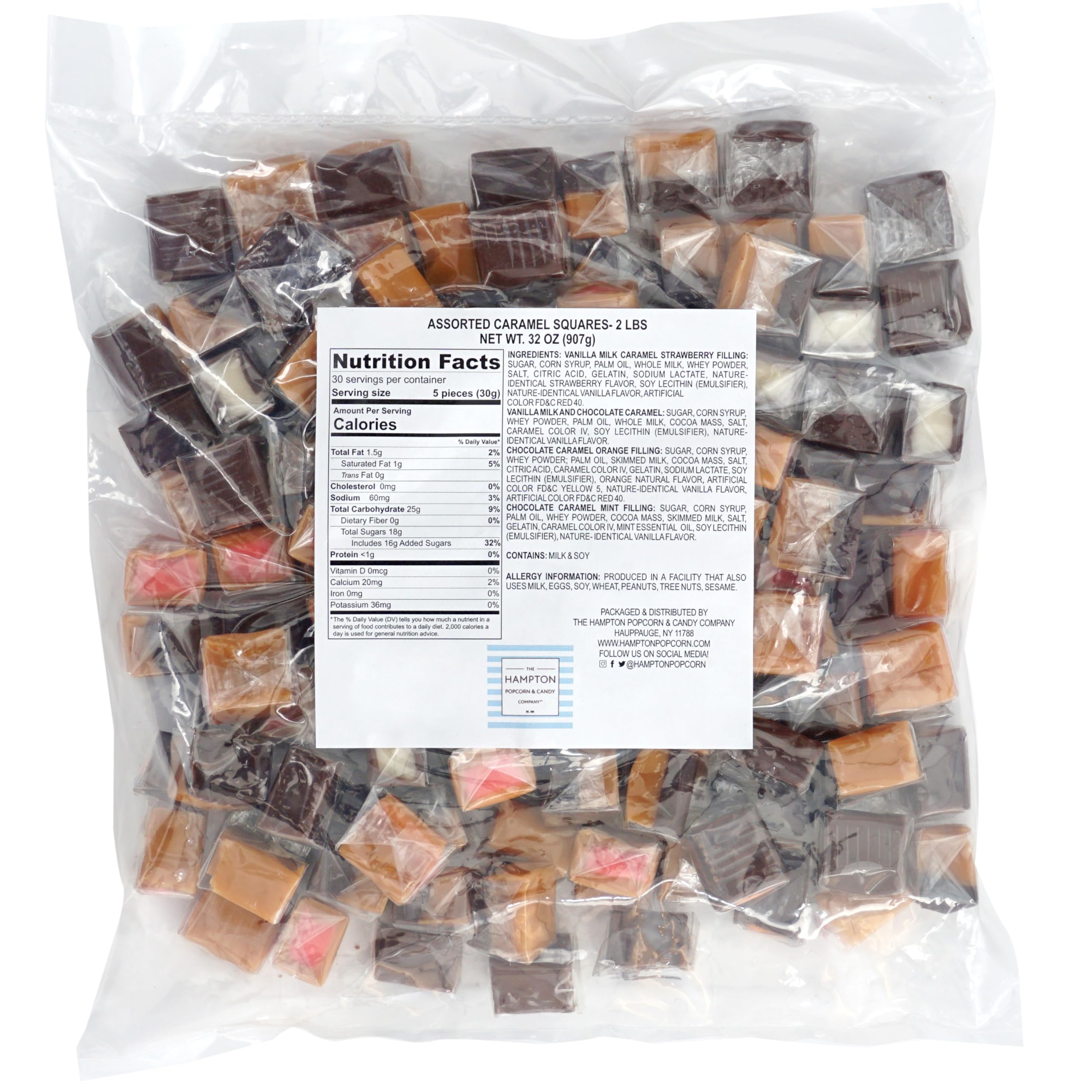THE HAMPTON CANDY COMPANY close-up of caramel cube texture highlighting creamy chewiness