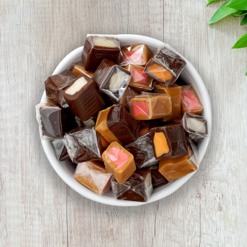 THE HAMPTON CANDY COMPANY caramels in a party bowl for easy sharing and festive presentation