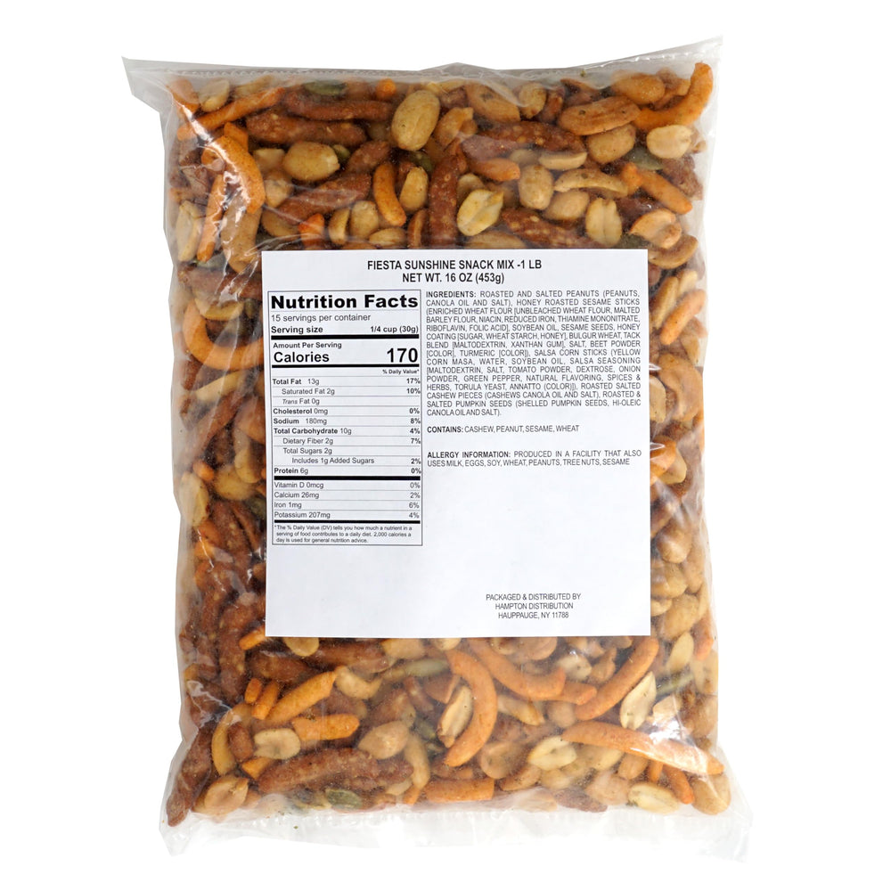THE HAMPTON CANDY COMPANY close-up of mix textures, shows crunchy sticks and seeds for satisfying bite