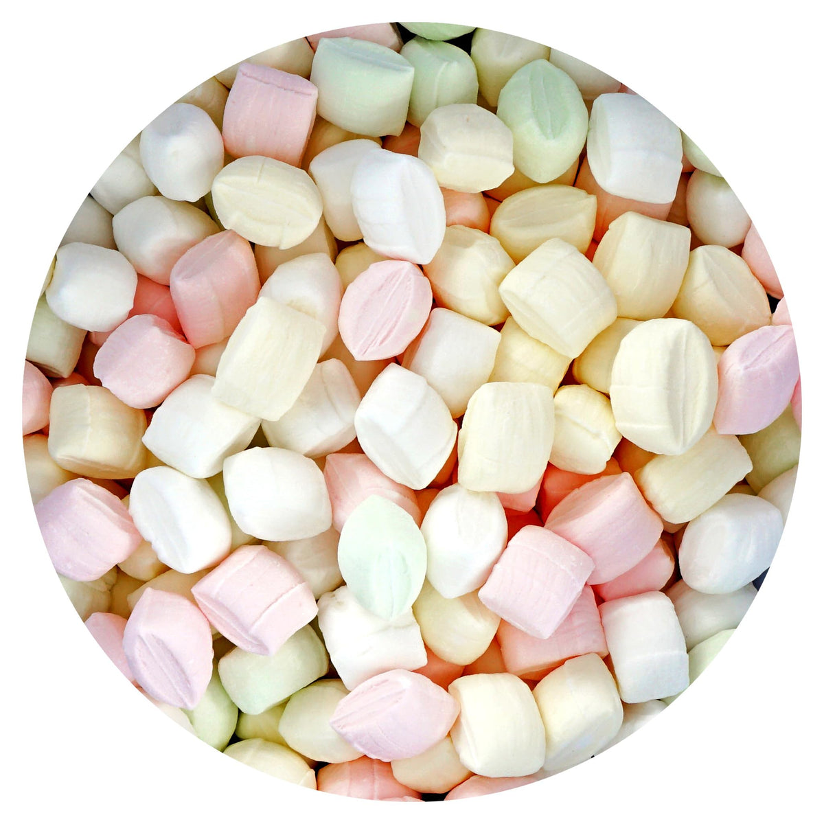 THE HAMPTON CANDY COMPANY front-of-bag shows brand and pastel colors, convenient bulk supply