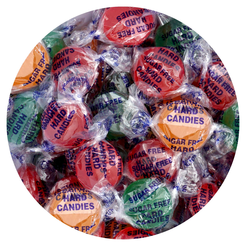 THE HAMPTON CANDY COMPANY front of bag showing sugar free fruit hard candy and value