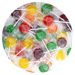 THE HAMPTON CANDY COMPANY front bag showing colorful mixed lollipops and convenience