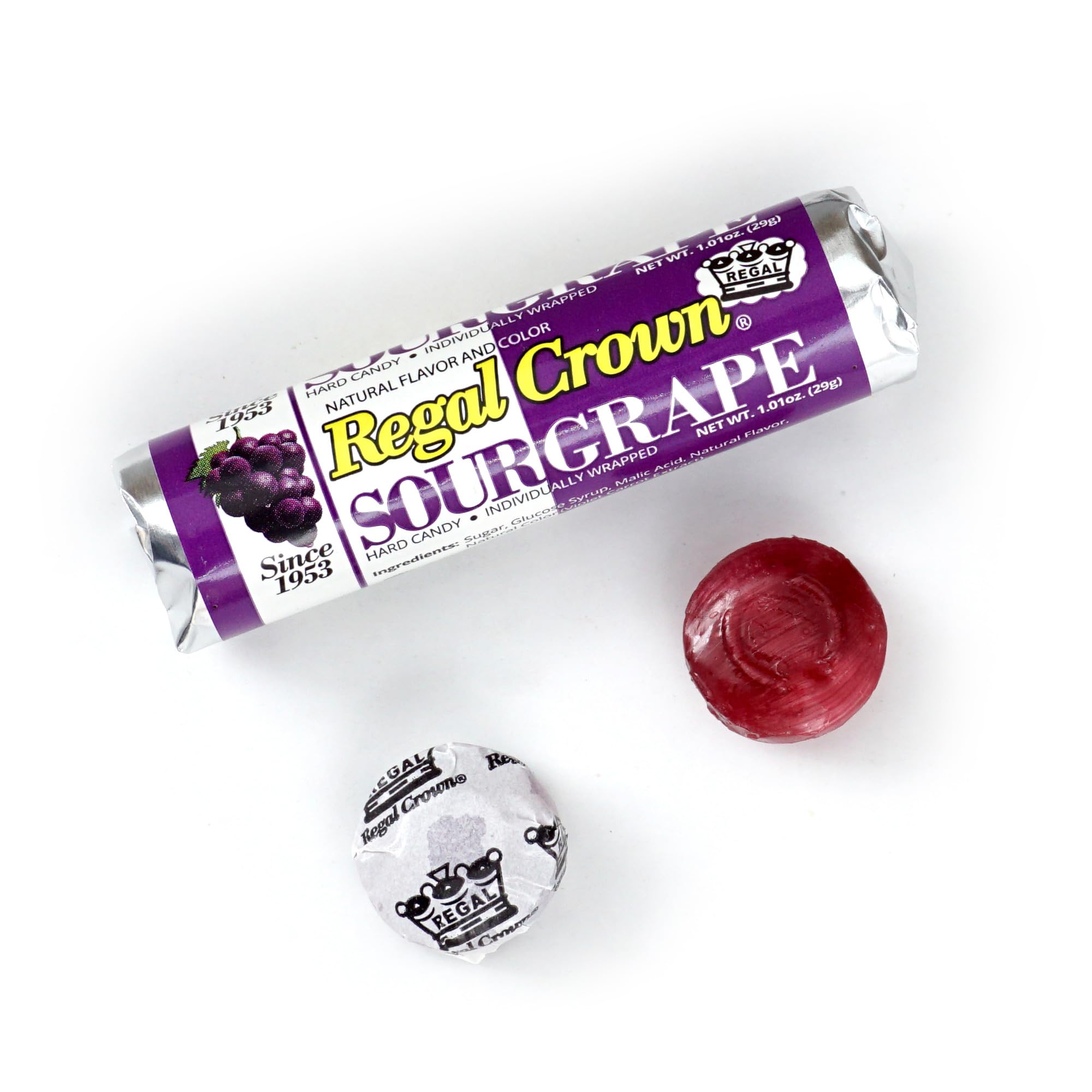 THE HAMPTON CANDY COMPANY hand holding roll to show pocket-size convenience and on-the-go enjoyment