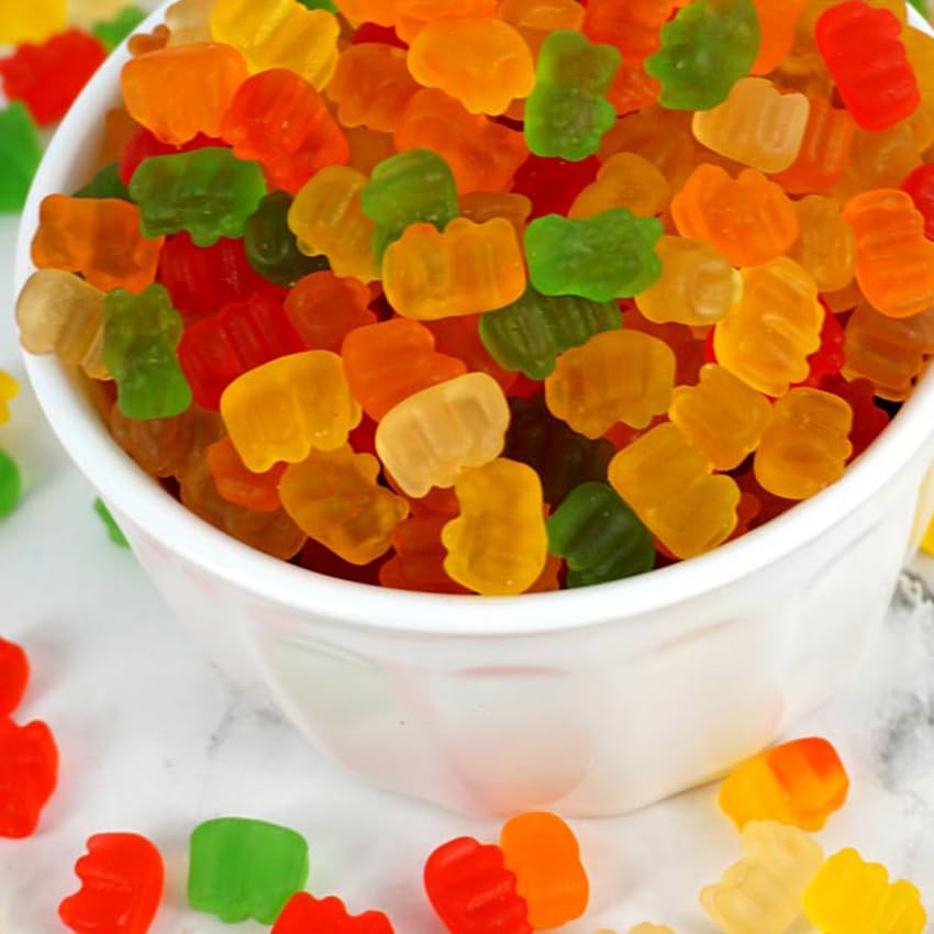 THE HAMPTON CANDY COMPANY gummies beside a ruler showing compact size benefit