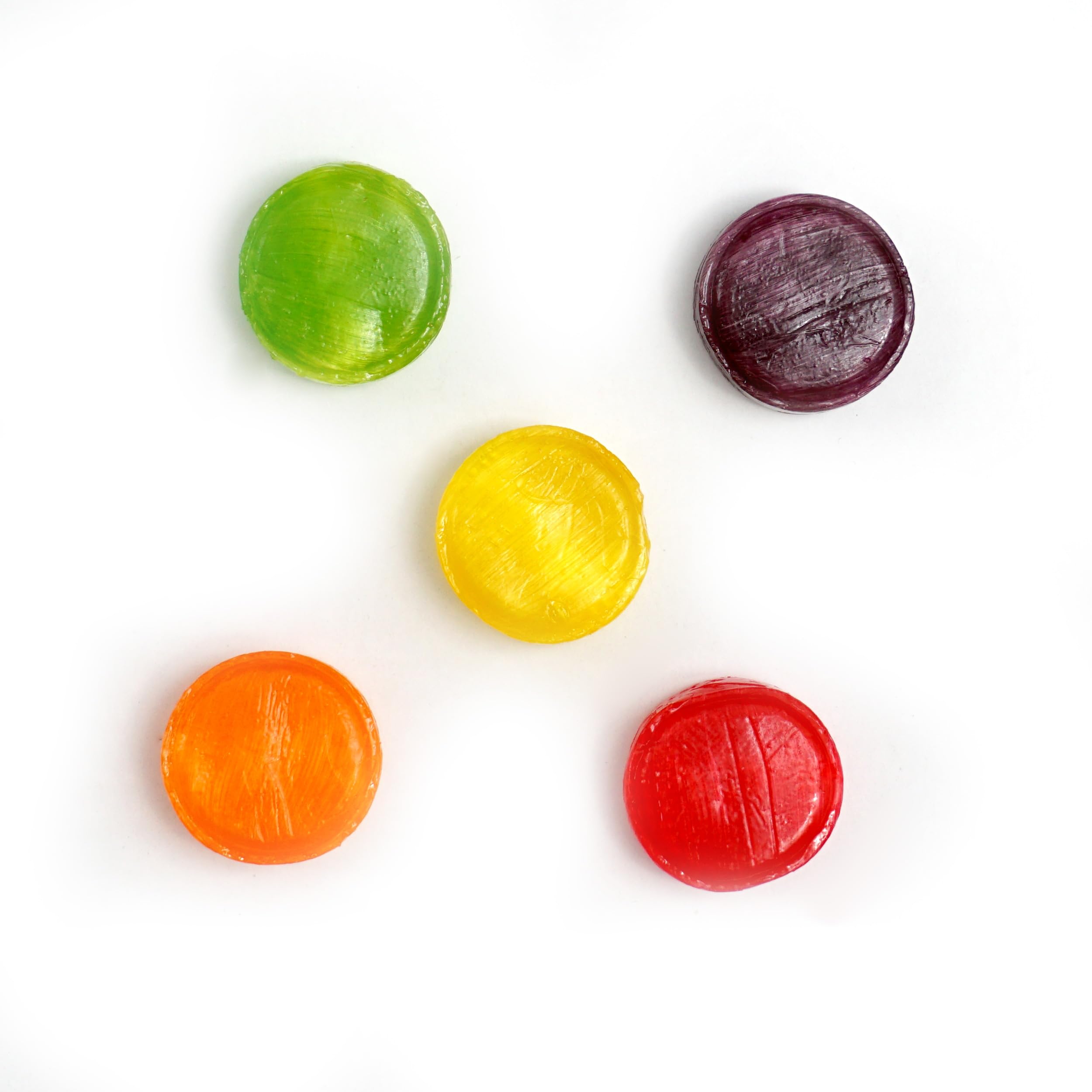 THE HAMPTON CANDY COMPANY discs next to a scale illustrating approximate 150 piece count