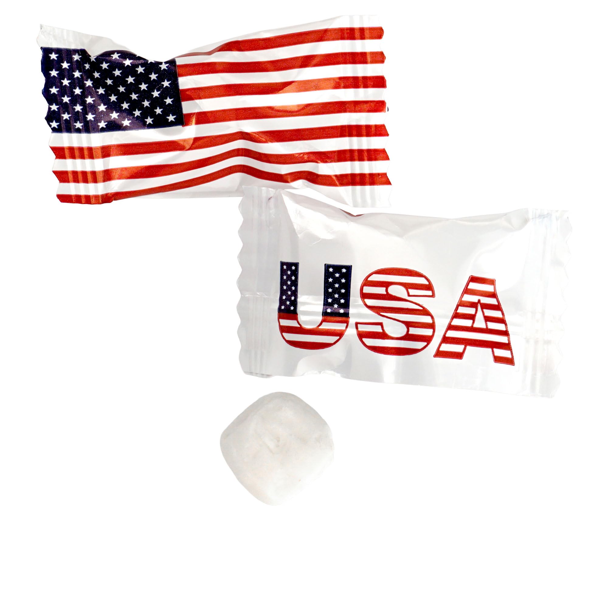 THE HAMPTON CANDY COMPANY hand holding single wrapped mint shows scale and portion control