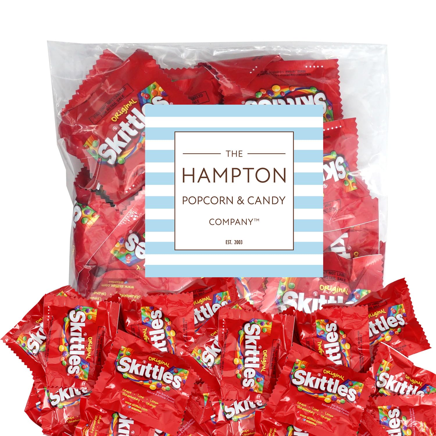 THE HAMPTON CANDY COMPANY size comparison with a ruler showing approximate pack scale