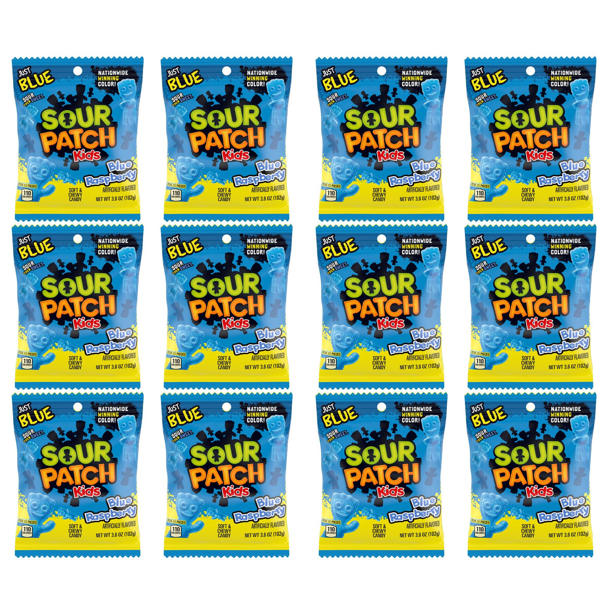 THE HAMPTON CANDY COMPANY front packaging showing blue raspberry bags and branding