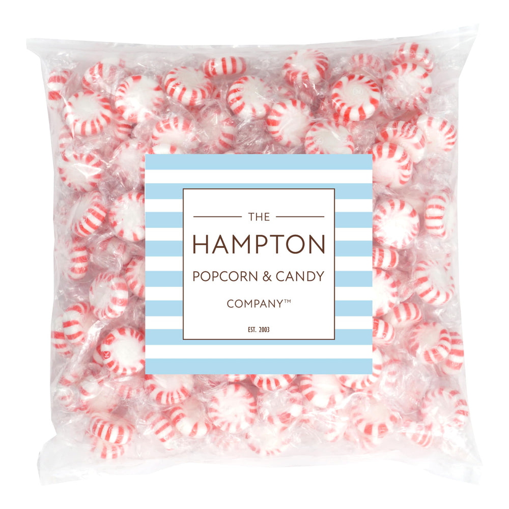 THE HAMPTON CANDY COMPANY close-up of red-and-white swirl highlights visual appeal