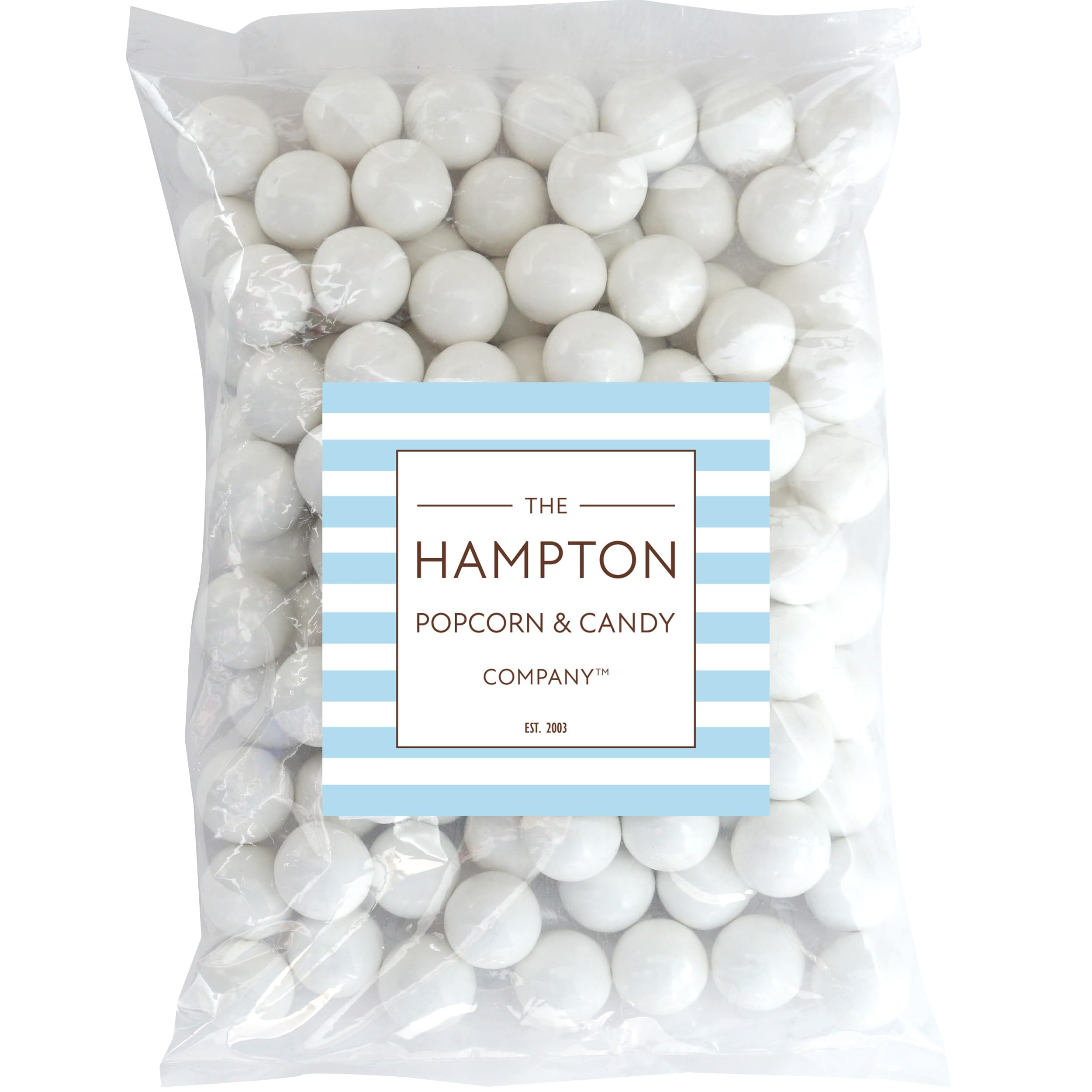 THE HAMPTON CANDY COMPANY close-up of gumball shell texture, highlights smooth shine and consistent coating
