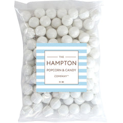 THE HAMPTON CANDY COMPANY close-up of gumball shell texture, highlights smooth shine and consistent coating