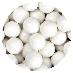 THE HAMPTON CANDY COMPANY front bag view showing white gumballs and resealable packaging, clear refill benefit