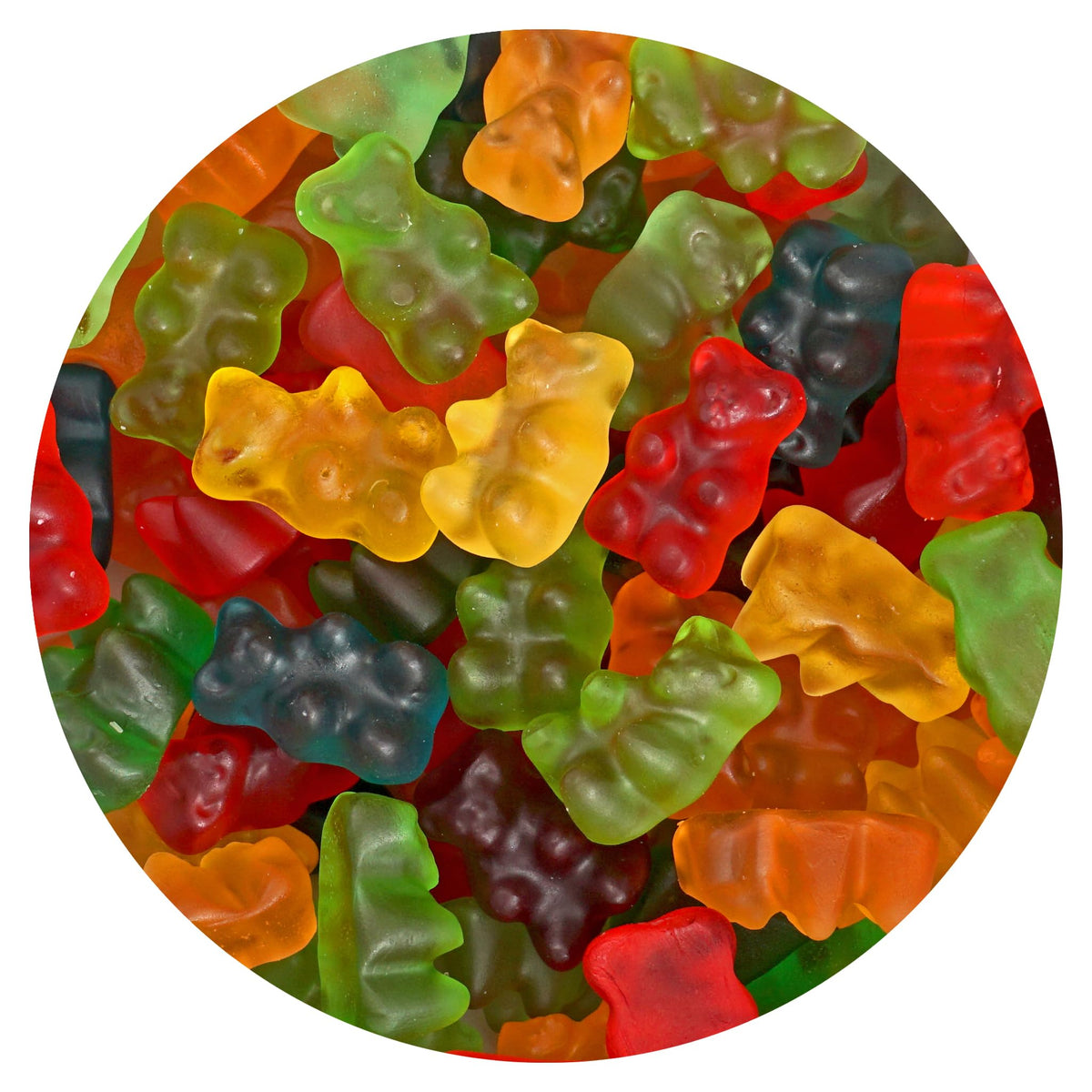 THE HAMPTON CANDY COMPANY front packaging shows 2-pound bag and vibrant bears, convenient bulk supply