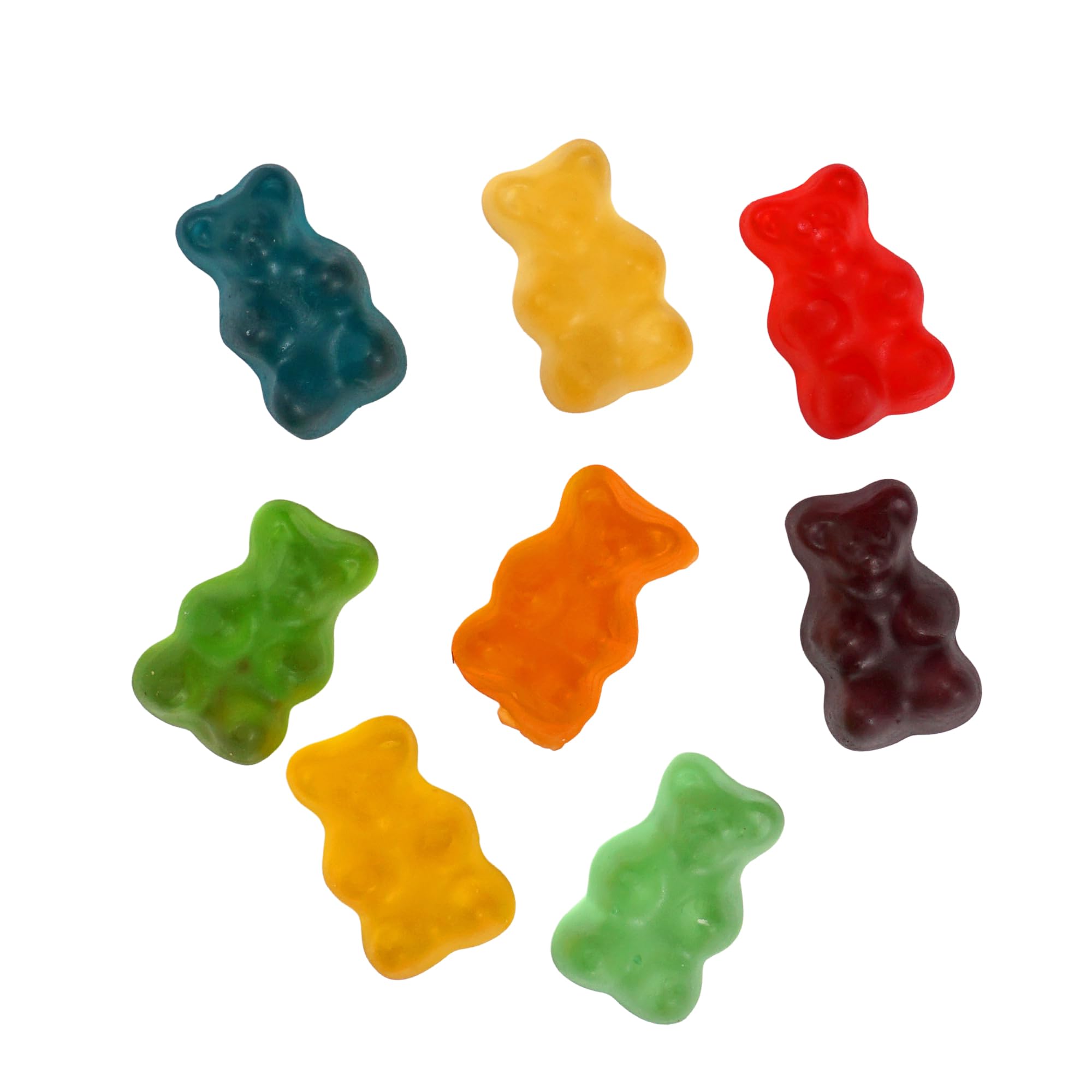 THE HAMPTON CANDY COMPANY gummy bears scattered on white plate, ideal for dessert decorating