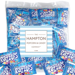 THE HAMPTON CANDY COMPANY front pack view showing Razzles two-per-pack convenience