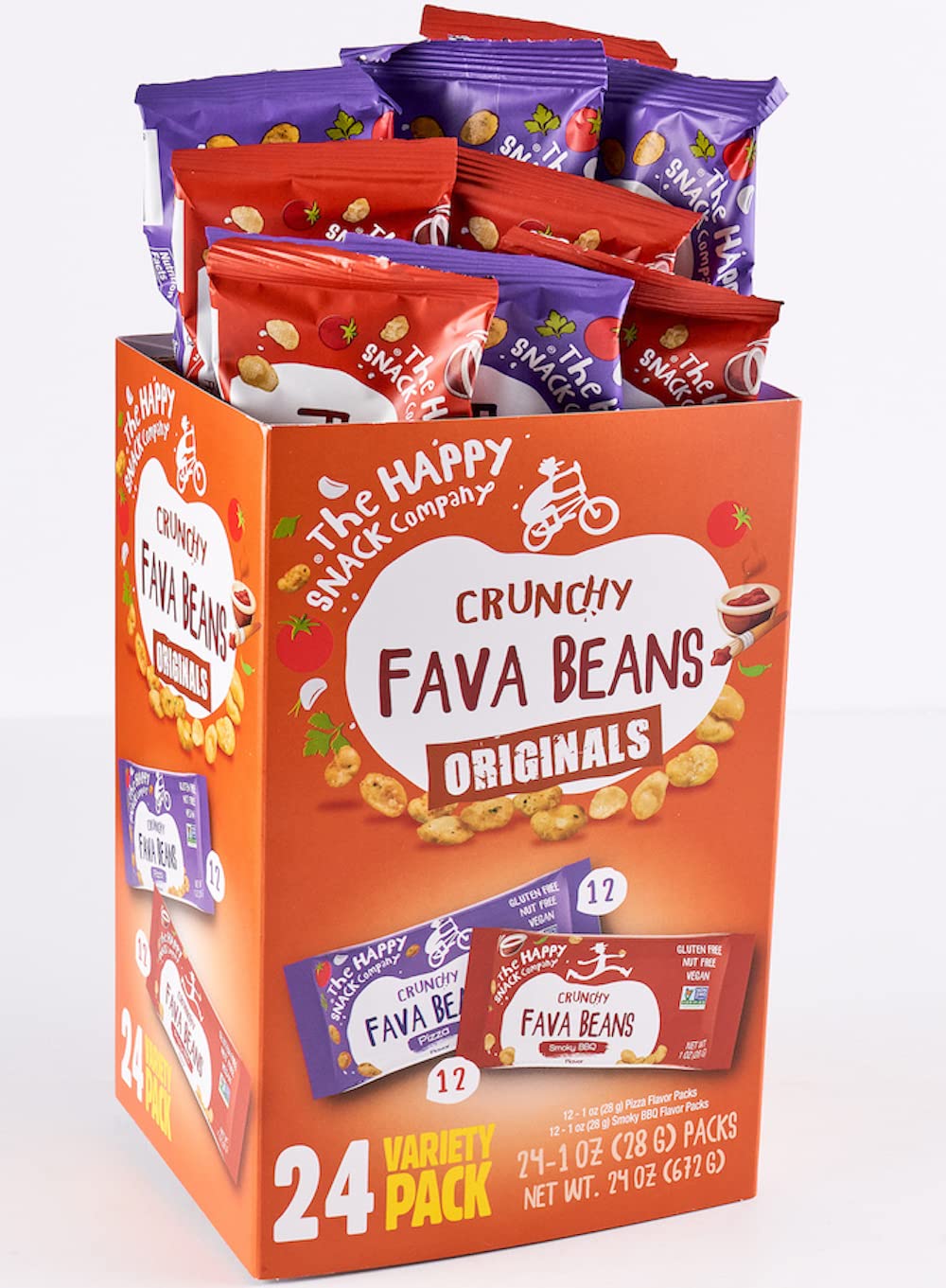 The Happy Snack Company open 1 oz bag in hand demonstrating portability and portion control