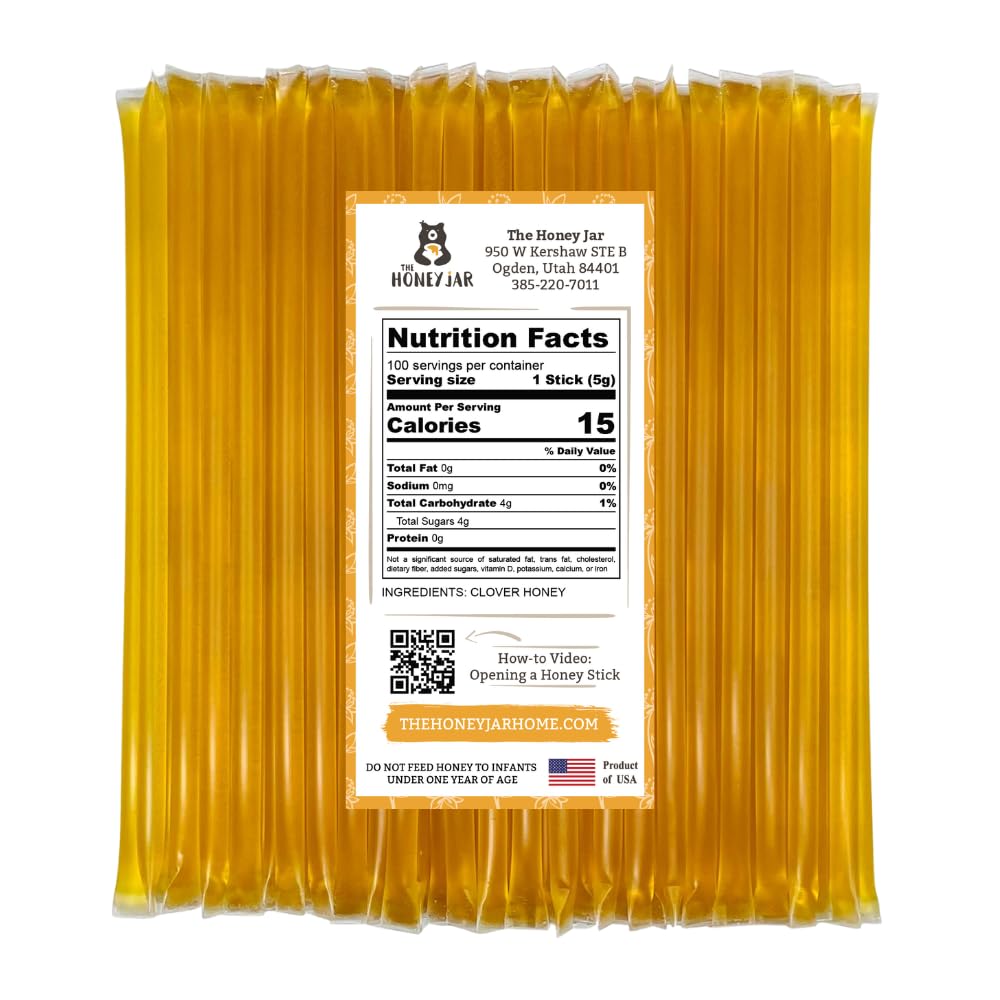 Close-up of a single The Honey Jar stick texture emphasizing pure clover honey quality