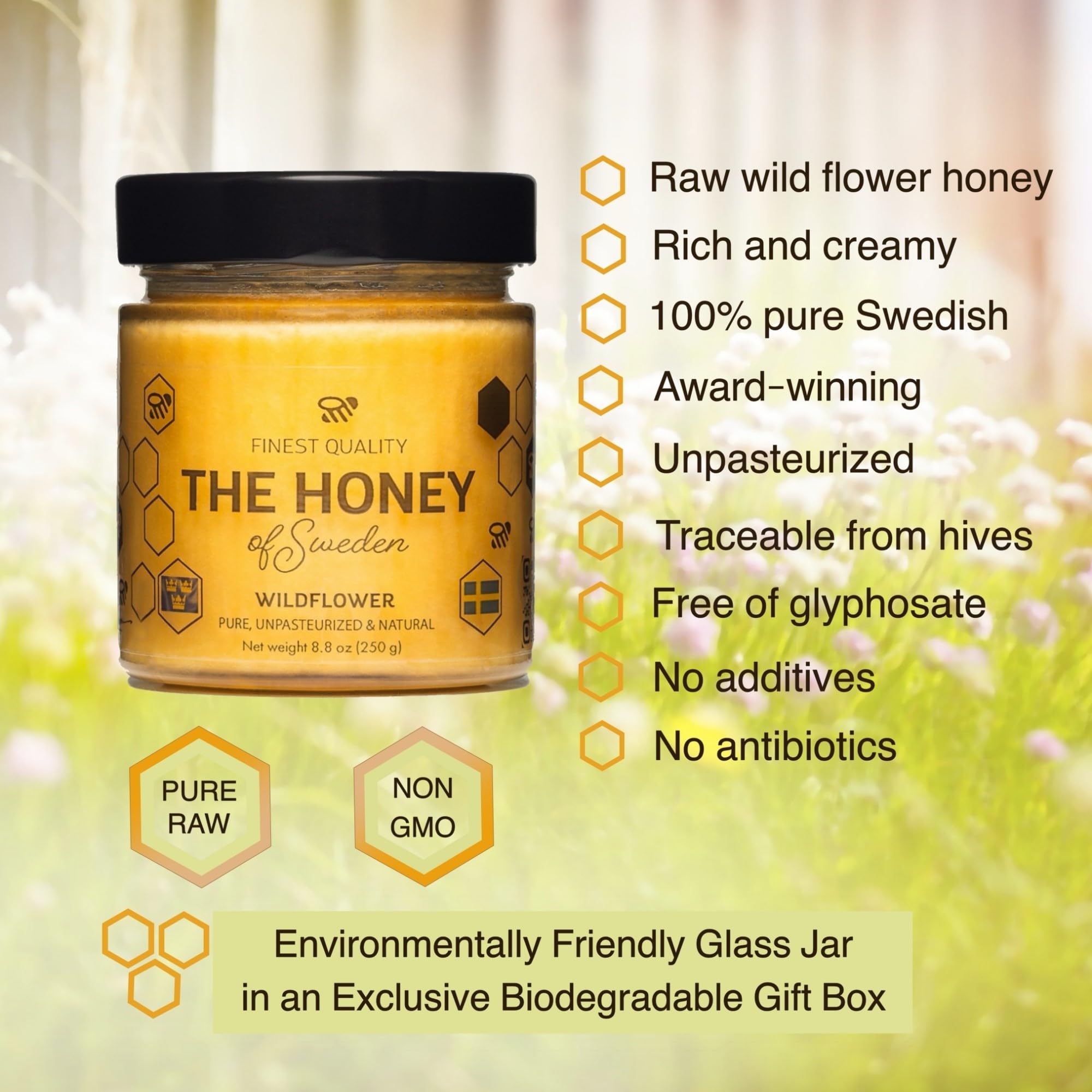 THE HONEY OF SWEDEN close-up creamy honey texture highlighting spreadable consistency
