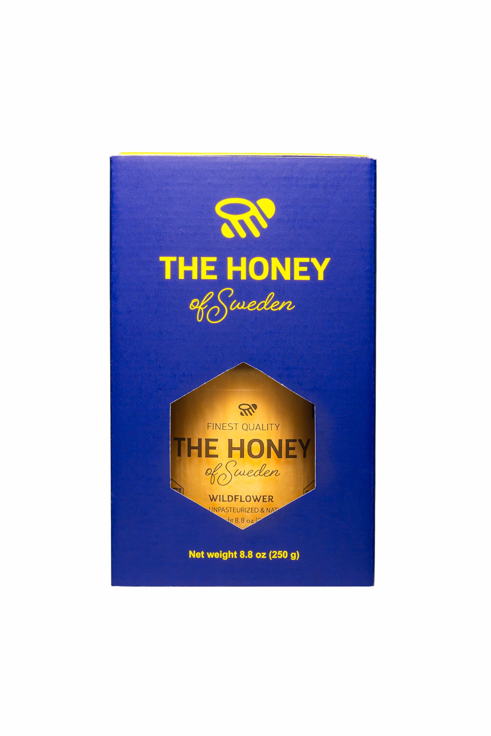 THE HONEY OF SWEDEN jar inside biodegradable gift box illustrating eco-friendly packaging