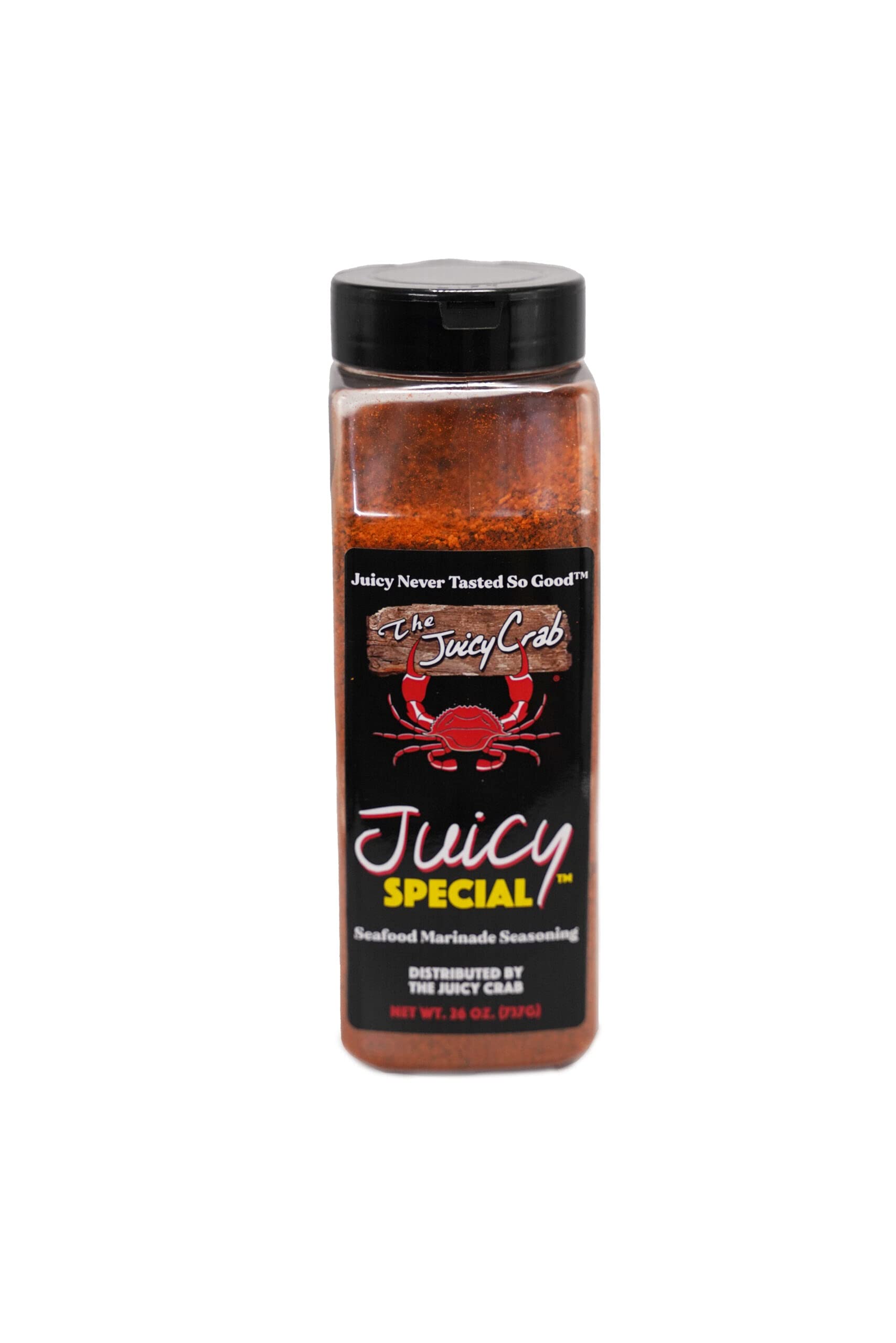 THE JUICY CRAB front packaging showing 26oz jar and bold label, highlights convenience