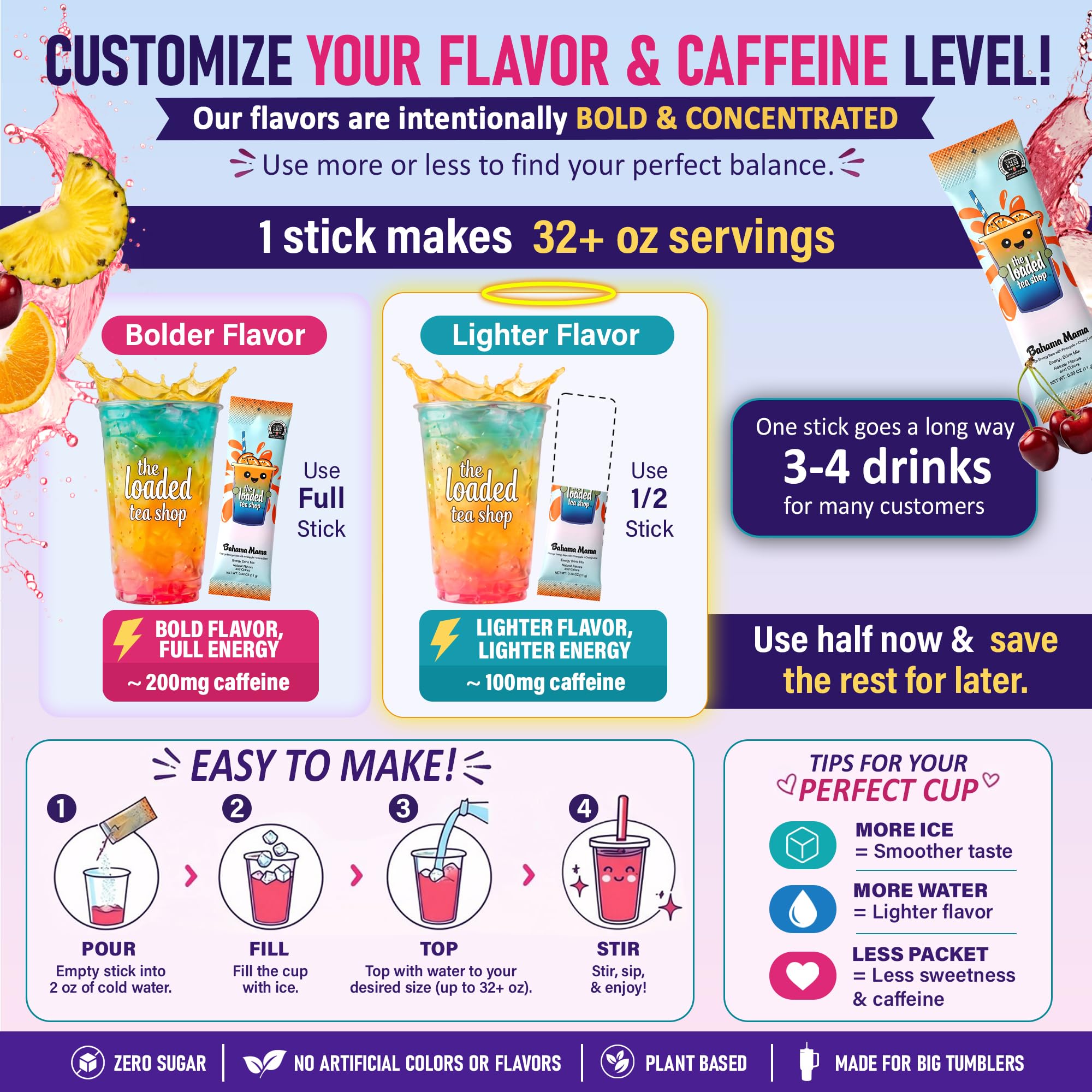 The Loaded Tea Shop mixed drink in tumbler demonstrating smooth texture and refreshing benefit