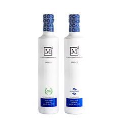 The Mediterranean Dish front packaging showing both EVOO bottles and premium presentation benefit: great gift