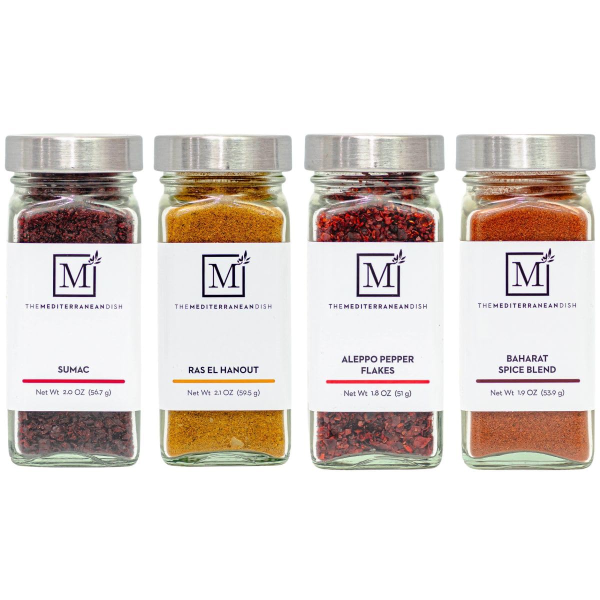 The Mediterranean Dish front packaging showcasing all four spice jars for easy selection