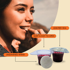 The Miracle Meal poured juice beside cup showing actual portion size clarity