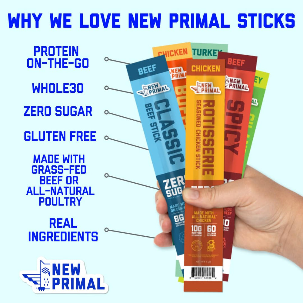 Macro view of New Primal beef stick texture showing spices and meat grain for flavor