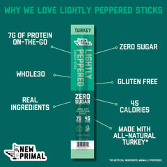 The New Primal close-up of turkey stick texture highlighting natural ingredients