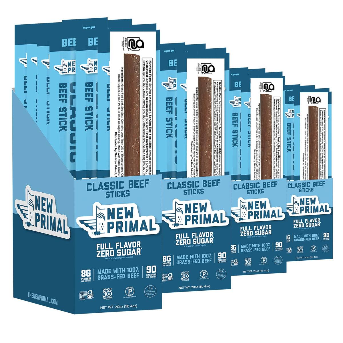 The New Primal front packaging showing 80-count bulk, convenient stocking