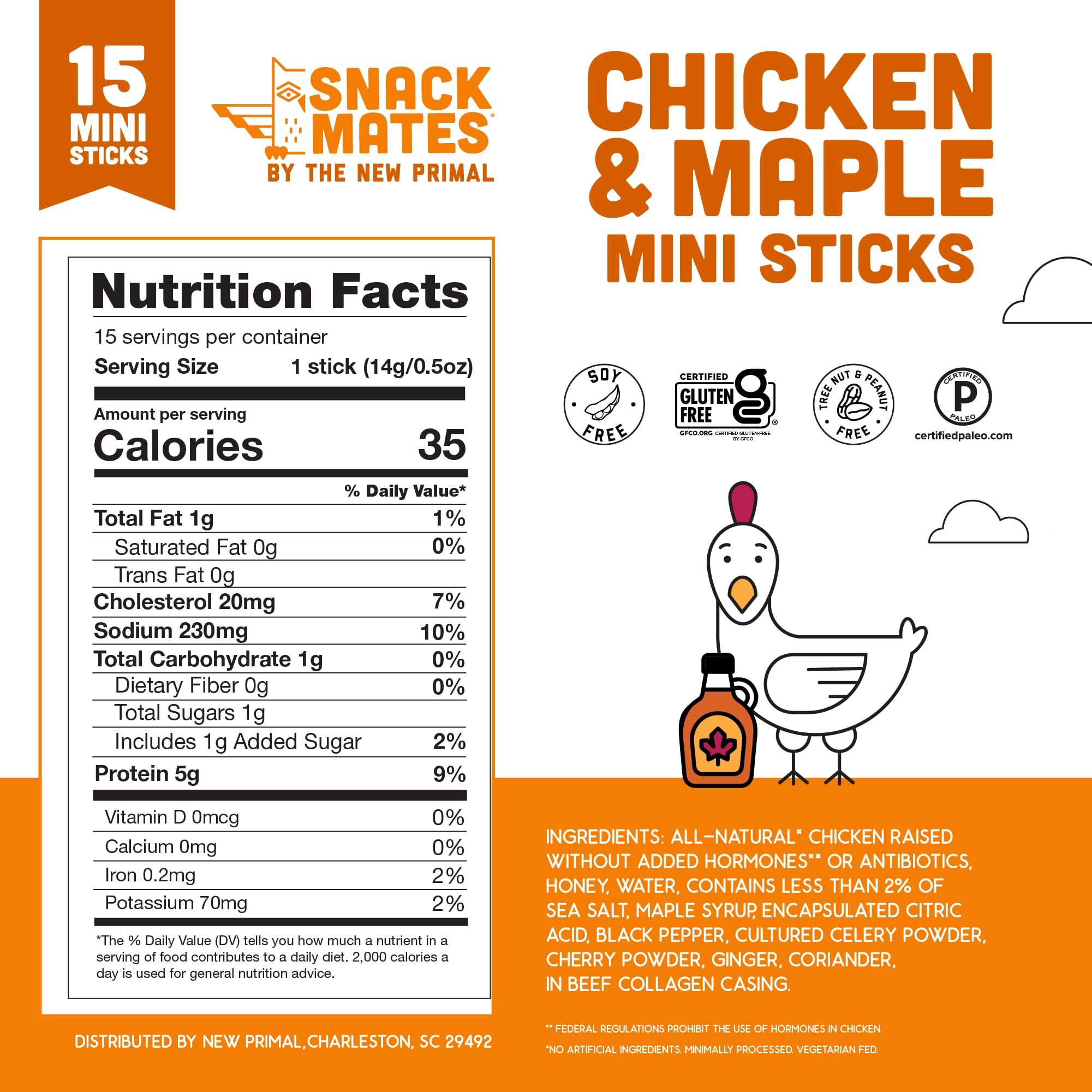 The New Primal individually wrapped mini sticks displayed inside bag for convenience