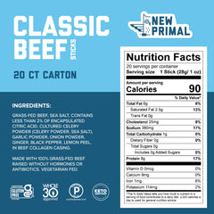 Close-up of a single New Primal beef stick highlighting firmness and portable size