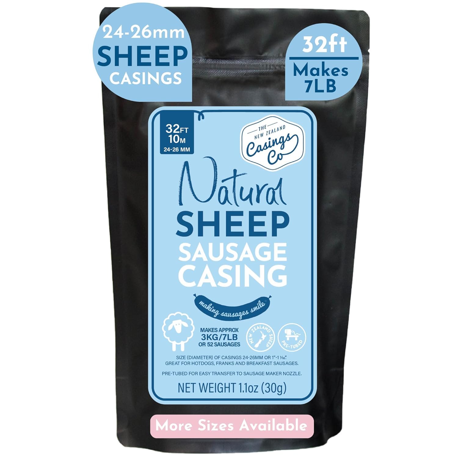 THE NEW ZEALAND CASINGS CO front packaging showing product and yield