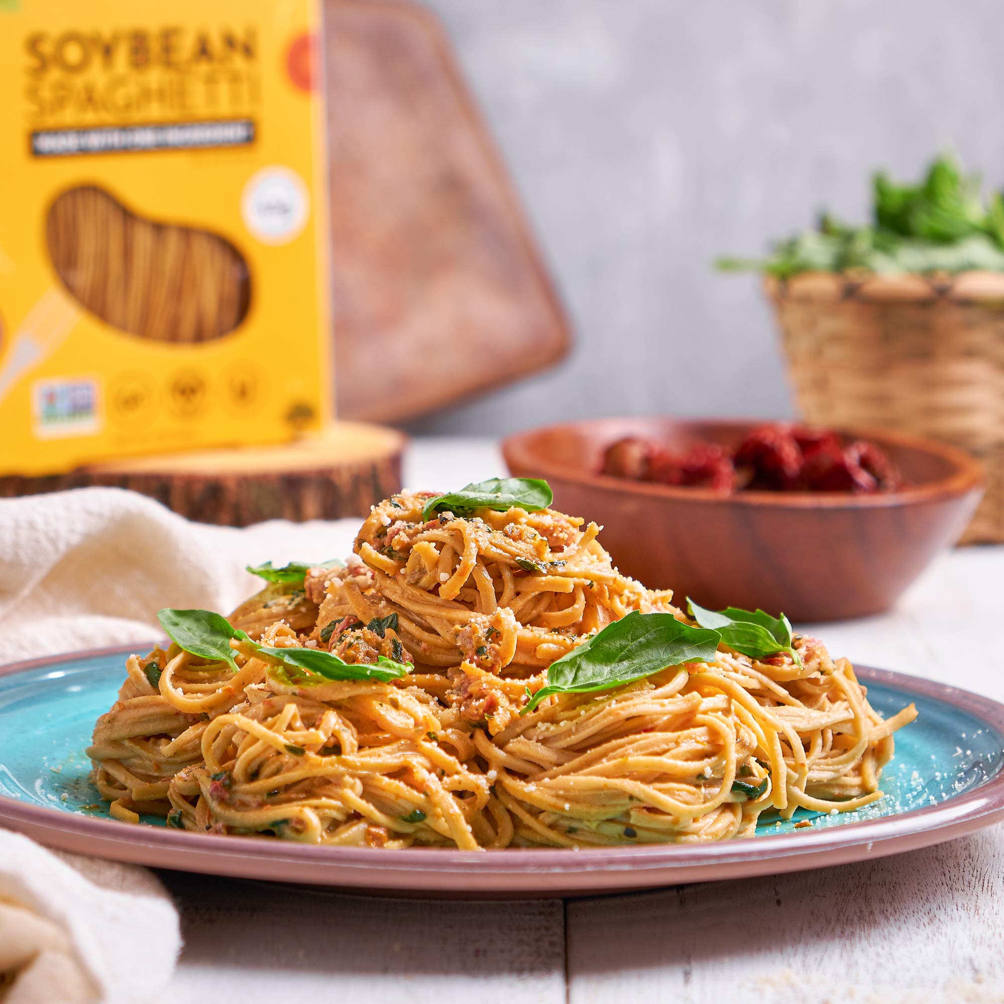 The Only Bean noodles in pot ready to drain showing fast 3–5 minute cooking time