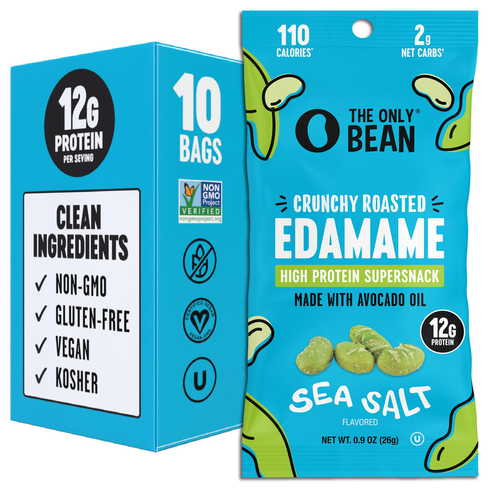 The Only Bean front packaging showing sea salt flavor and benefits