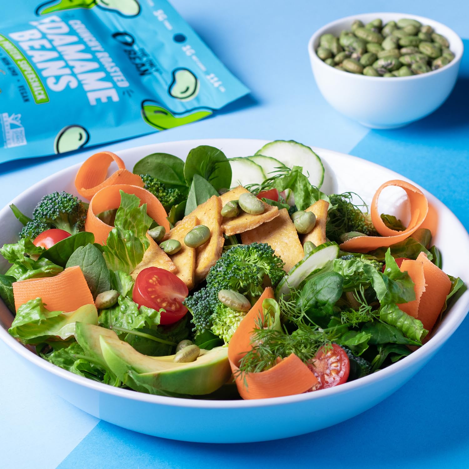 The Only Bean open pack revealing roasted edamame for high protein snack