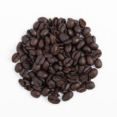 The Organic Coffee Co. close-up of whole beans highlighting roast and aroma