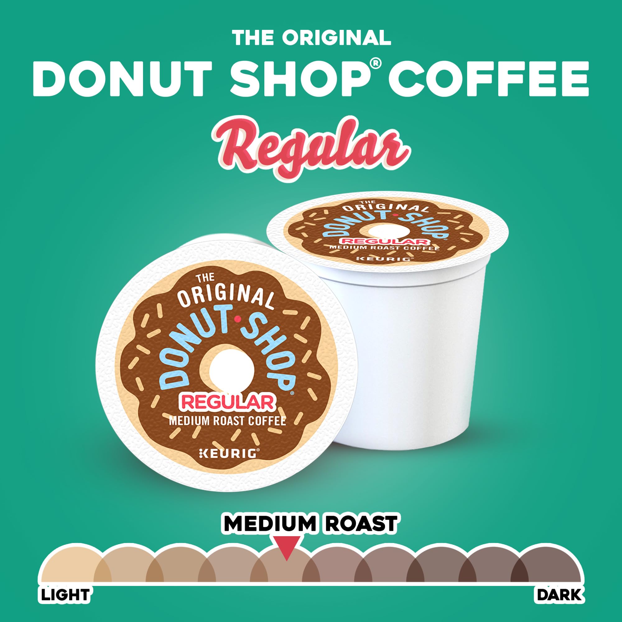 K-Cup pod next to a ruler for The Original Donut Shop showing single-serve size