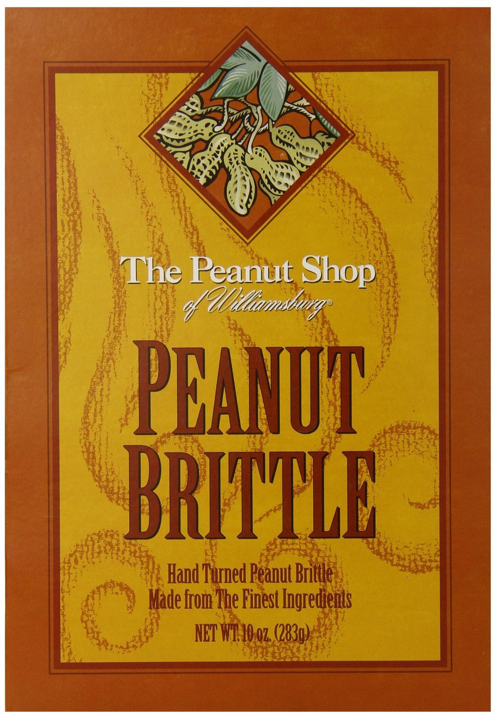 Brittle pieces arranged on a wooden board from The Peanut Shop of Williamsburg, ideal for sharing at gatherings