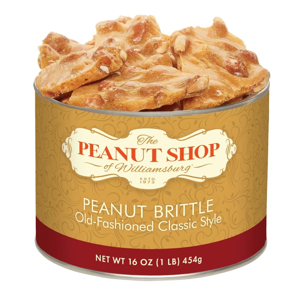 The Peanut Shop of Williamsburg front tin showcasing product and gift-ready packaging