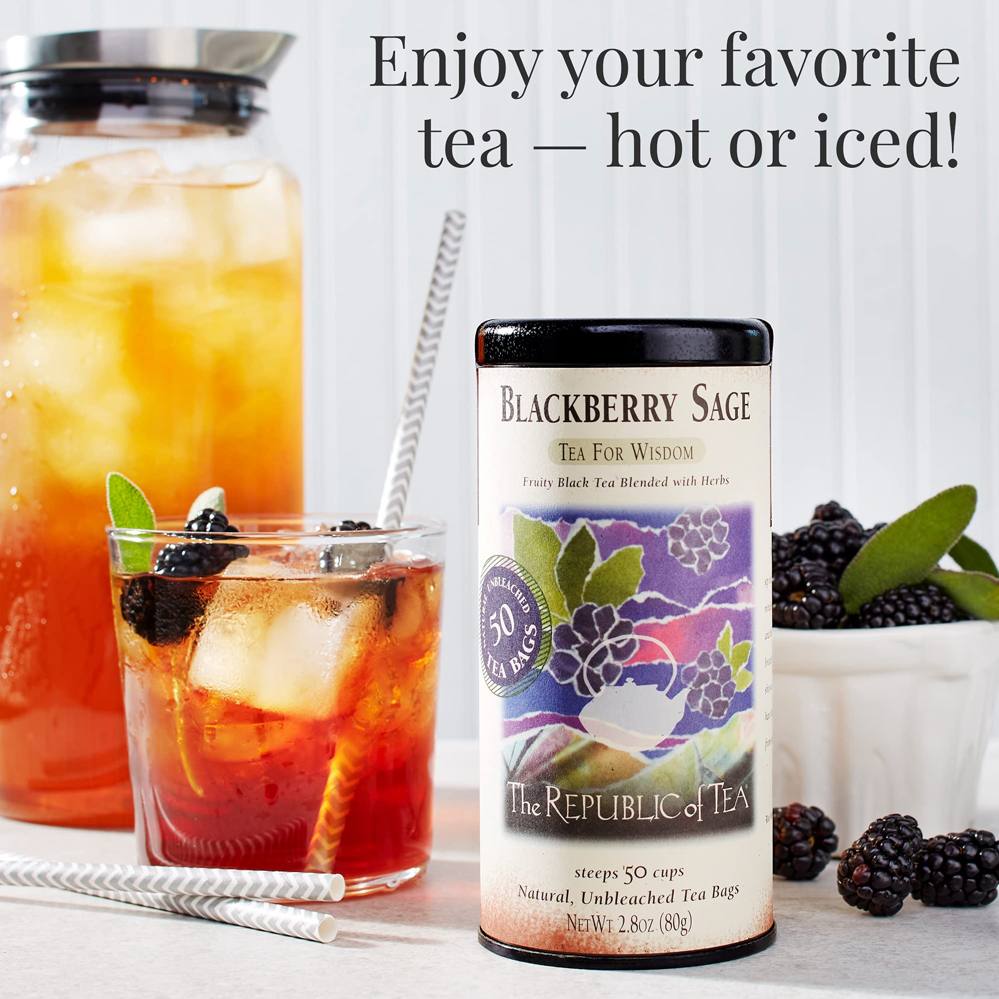 Tea bag beside a ruler for scale from The Republic of Tea, showing size and convenience
