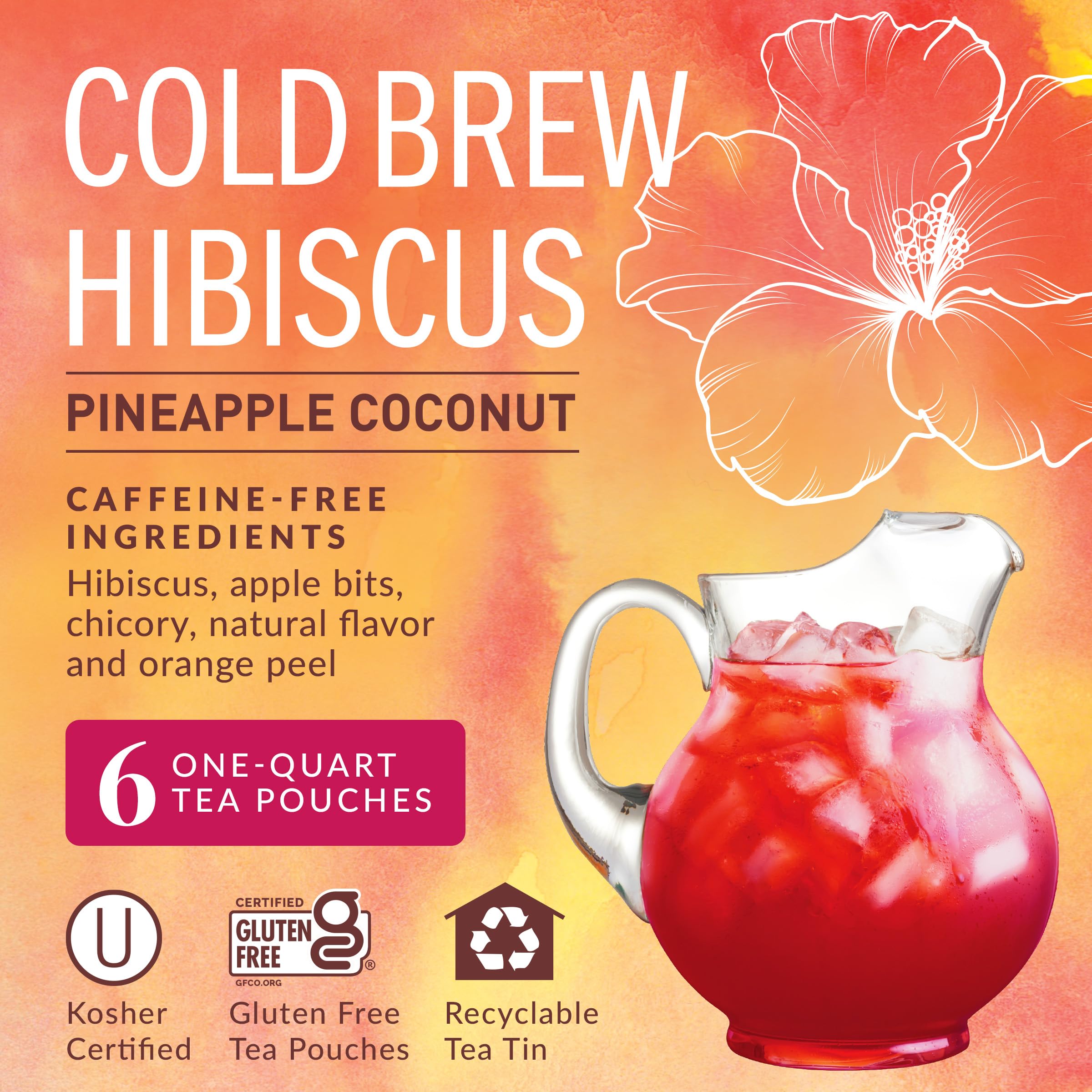 The Republic of Tea brewed 32 oz pitcher vibrant red iced tea ready to serve chilled