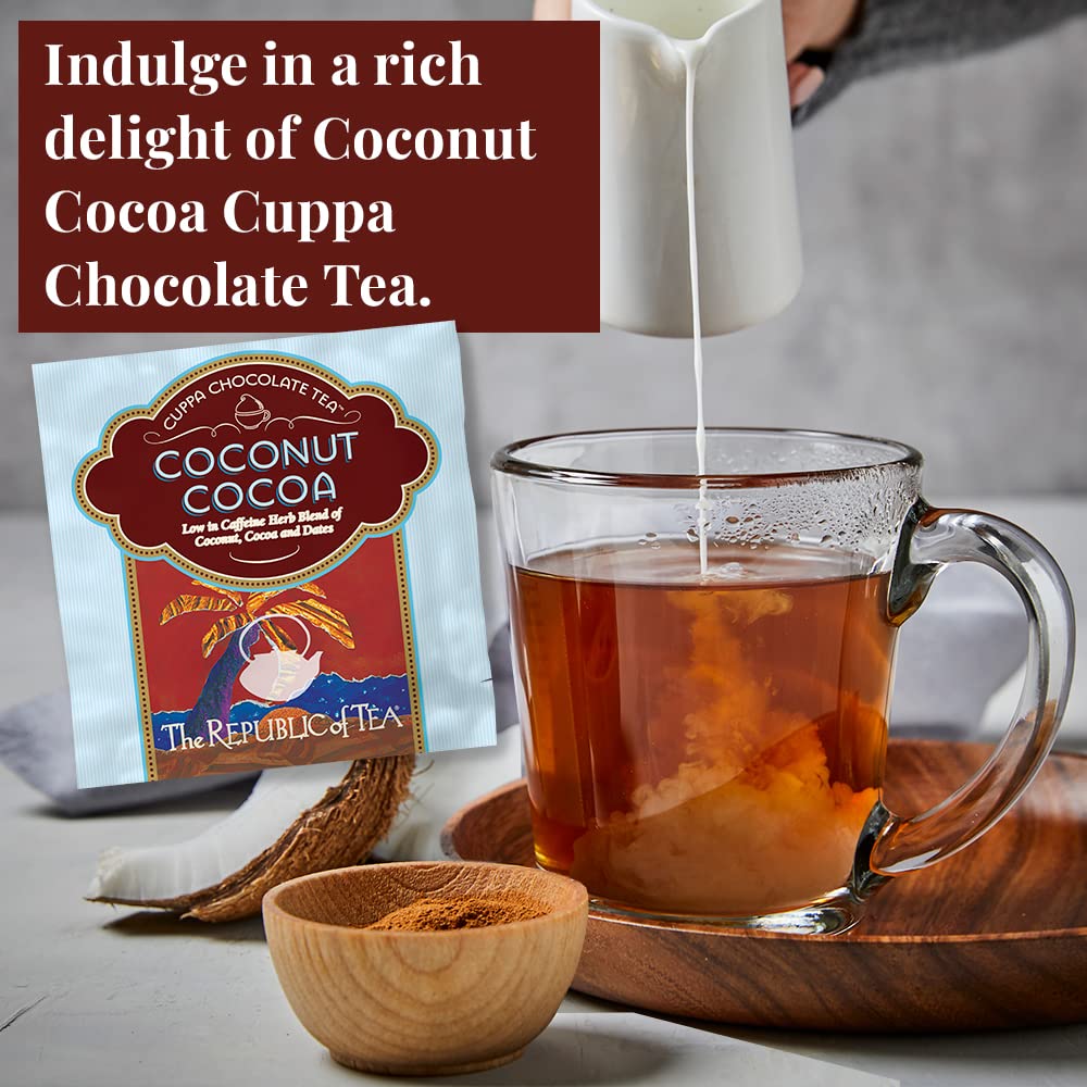 The Republic of Tea tea cup steeping with deep amber color offering comforting warmth